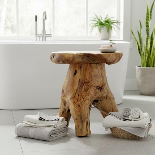 WELLAND Natural Cedar Stump Stool, Live Edge Mushroom Side Table, 14" H | Handcrafted from solid cedar with a live edge top and natural tree stump base thumbnail 7