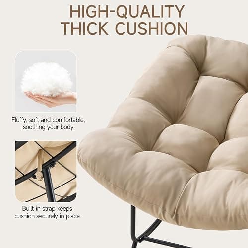 ONBRILL Papasan Rocking Chair with Cushion, Oversized Patio Lounge Rocker, Egg Chair Outdoor Indoor, for Living Room, Porch, Patio, Garden, Beige thumbnail 6