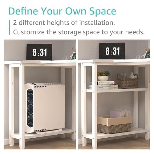 Lufeiya White L Shaped Computer Desk with Power Outlet Shelves, 40 Inch Small Reversible Corner Desk for Small Space Home Office, L-Shaped Desk PC Desks, White thumbnail 6