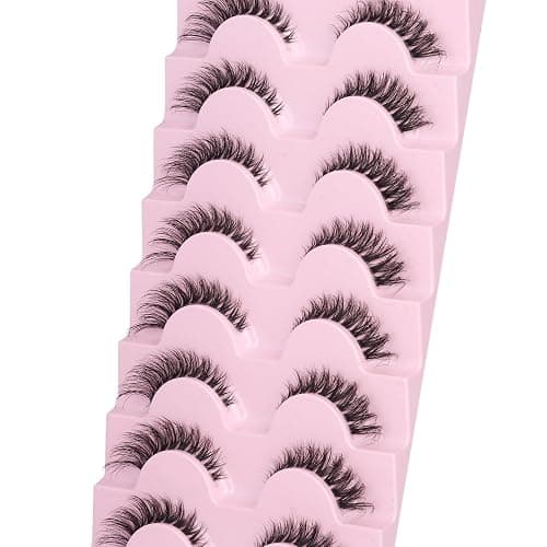 False Eyelashes Fox Eye 8 Pairs Pack 40D Natural Look Fluffy Wispy Cat Eye Lashes Soft Faux Mink Lashes Lightweight D-Curl Clear Band Eyealshes by GVEFETIEE thumbnail 7