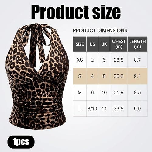 Going Out Tops, Y2K Top, Leopard Print Party Top with Halter Neck Design, Backless Style for Evening Wear, Fashionable Clothing Piece White thumbnail 4