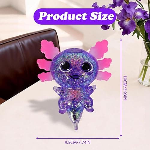 Axolotl Squishy Stress Ball, Soft TPR Slow Rising Squeeze Toy, Cute Axolotl Fidget Toy for Stress Relief, Anxiety Calming Sensory Toy for Kids Adults(Purple BigEars Axolotl) thumbnail 2
