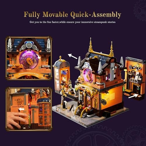 Lumibricks Steampunk Memory Magic Shop Lighting Building-Bricks Set, 2056 Pcs Modular Building from Chrono Custodians Collection Display Set for Adults and Steampunk Lovers thumbnail 5