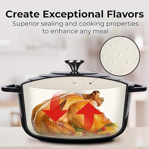 Zulay Kitchen 6 Quart Enameled Cast Iron Dutch Oven Pot with Lid – Premium Durability & Oven Safe up to 500°F – Heavy Duty Cookware Perfect for Bread Baking, Stews, Braising & Roasting – Black thumbnail 6