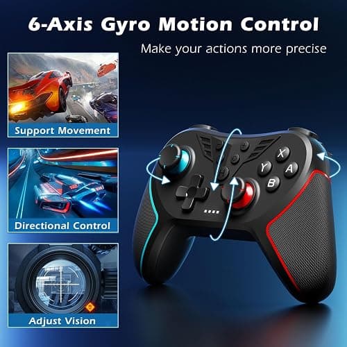 LATEC Controller for Switch, Wireless Controller for Switch OLED/Switch Lite with Hall Joystick, Programmable Buttons, 6-Axis Gyro, Double Shock and Turbo Function thumbnail 6