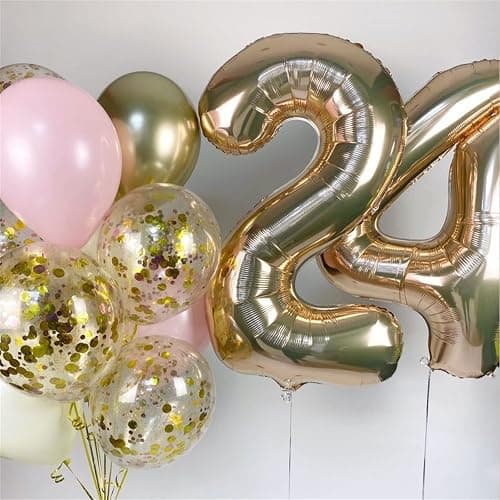 80th Birthday Balloons Champagne Gold for Women, 40 Inch Giant Gold Foil Number 80 Balloons Self Inflating, Light Gold Digit 8 & 0 Helium Balloons for Men 80th Anniversary Party Decorations Supplies thumbnail 6