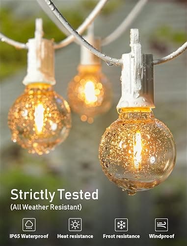 Brightown 25 Feet LED Outdoor String Lights with Shatterproof G40 Edison Bulbs, Connectable and Weatherproof Strand, Commercial Grade Patio Lights for Backyard Garden Patio Decorative, White - White - LED - 25ft - Patio Lights thumbnail 2
