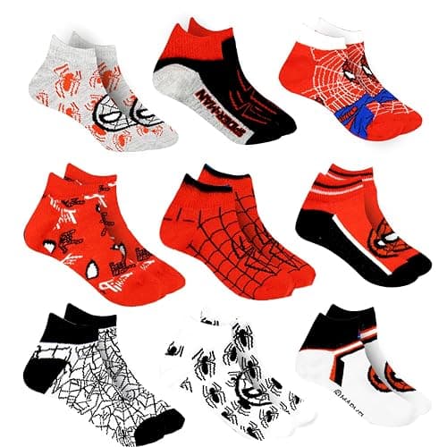 Marvel Spider-man Socks for Boys, 10 Pairs Low Cut Socks for Boys Ages 3-9 - Image 1