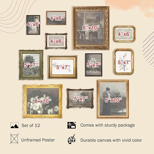 KBKBART Vintage Wall Art Prints, French Country Wall Decor Retro Countryside Landscape Canvas Painting, Classical Vintage Prints, Rustic Farmhouse Wall Art for Bathroom, Bedroom Living Room-UNFRAMED thumbnail 3