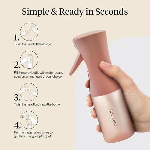 Kitsch Continuous Spray Bottle for Hair – Fine Mist Water Mister & Water Spray Bottle – Recycled Hair Spray Bottle – Spray Bottles for Cleaning, Styling, Plants & More – Terracotta, 150ml thumbnail 7