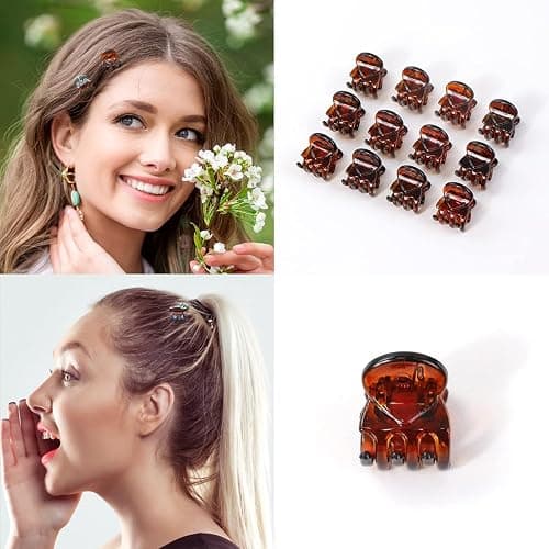 30PCS Mini Hair Clips Small Hair Claws Mini Claw Hair Clips for women with Storage box Non-slip Hair Catch for Women Girl's Hair Black and Brown thumbnail 5