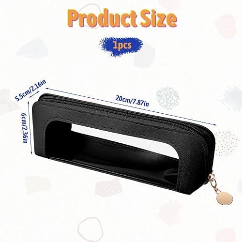 YQQYG Black Makeup Brush Bag, Clear Makeup Bag Travel Makeup Brush Holder Toiletry Bag with Zipper, Cosmetics Makeup Bag Purse Organizer for Women thumbnail 3