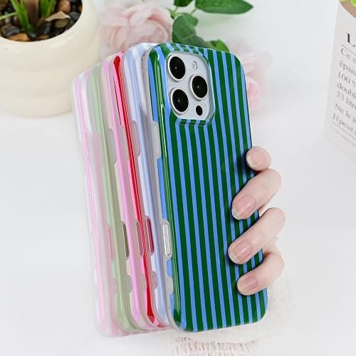 SleekCover Compatible with iPhone 16 Pro Case,Cute Aesthetic Striped Pattern Cover for Women Girls,Soft TPU Shockproof Protective Stylish Kawaii Phone Case for iPhone 16 Pro 6.3",Pink thumbnail 2