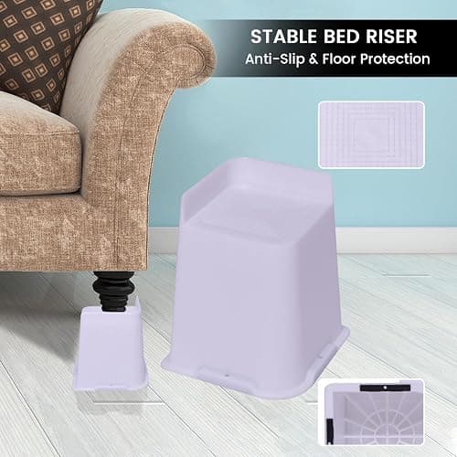 MYMULIKE Bed Risers 4 inch,6 inch, 8 inch, Oversized Furniture Risers, Support Up to 6000 Lbs, Lift 6 inch for Couch, Sofa, Table,Chair (White 4 Pack, 6 inch) thumbnail 7