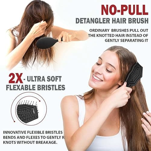 Fiora Naturals Hair Detangling Brush -100% Bio-Friendly Detangler Hair Brush w/Ultra-soft Bristles- Glide Through Tangles with Ease - For Curly, Fine, Women, Men, Kids, Toddlers, Wet and Dry Hair thumbnail 3