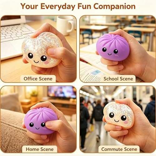 Dumpling Squishies, 2PCS Dumplings Stress Balls, Dumplings Sensory Squeeze Toy for Stress Relief Stretchy Desk Toys thumbnail 3
