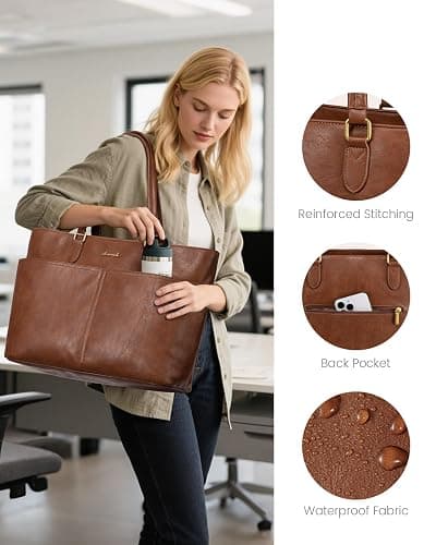 LOVEVOOK Laptop Tote Bag for Women, 15.6 inch Laptop Work Bags for Teacher/Nurse Large Computer Bag for Office thumbnail 6