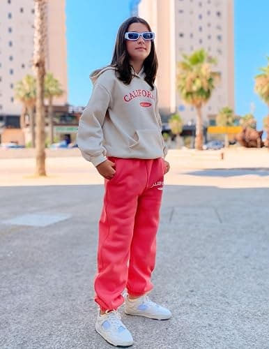 Arshinet Girls 2 Piece Outfits Hoodie Sweatsuit Sets Oversized Sweatshirt and Baggy Fall Fashion Sweatpant with Pockets thumbnail 6