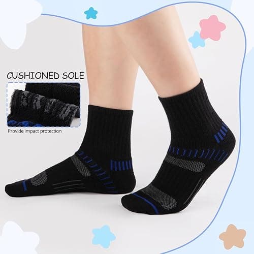 Comfoex Boys Socks Quarter Athletic Ankle Cotton Sports Socks For Kids 8-10 4-6 6-8 Years Old With Cushioned Sole 6 Pairs thumbnail 2