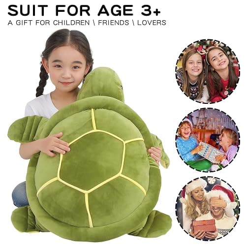 28 inch Big Green Sea Turtle Stuffed Animals Giant Soft Plush Toys, Large Ocean Turtle Plushies Body Pillow, Gifts for Kid Boys, Girls, Girlfriend, Birthday, Easter thumbnail 7