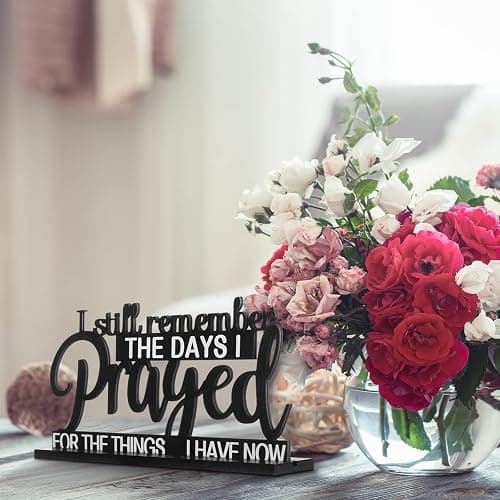 Jetec I Still Remember The Days I Prayed Sign Inspirational Table Blessed Signs Motivational Decor Farmhouse Table Home Centerpieces Faith Wooden Shelf for Living Room Office(Classic Style) thumbnail 7