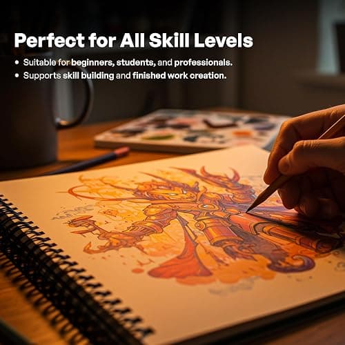 PINNORA Creative A3 Sketchbook (100GSM) - Black Hardcover Sketch Book with Thick Cartridge Paper | Twin-Wire Spiral Bound Sketch Pad, A3 Drawing Pad for Sketching - Art Book for All Ages (50 Pages) thumbnail 5