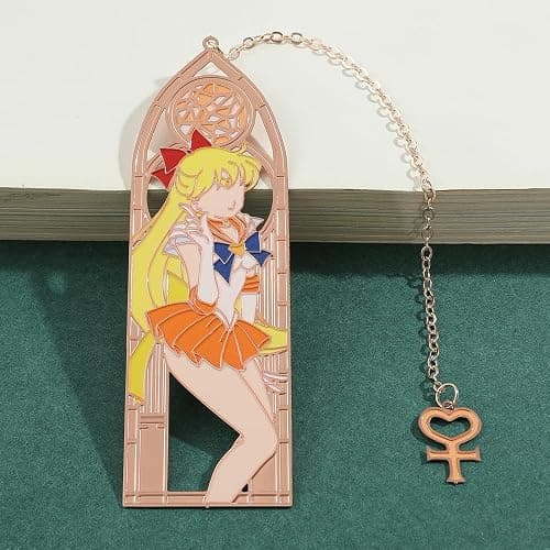 5 Style Anime Magical Girl Book Marks - Metal Bookmarks Gifts for Girls, Anime Fans, Book Lovers Student Men Women, Birthdays, Christmas, Valentine, School Supplies Book Accessory (Orange Girl) thumbnail 4