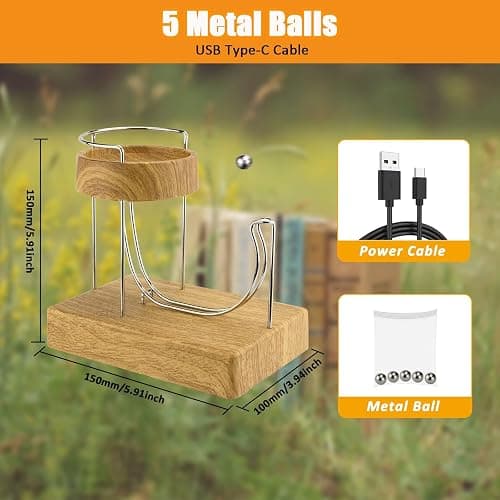 Perpetual Motion Machine, Kinetic Art Perpetual Motion Device Desk Toy, Science Physics Gadget for Office, Desktop Decoration Toys (Wood Grain) thumbnail 3