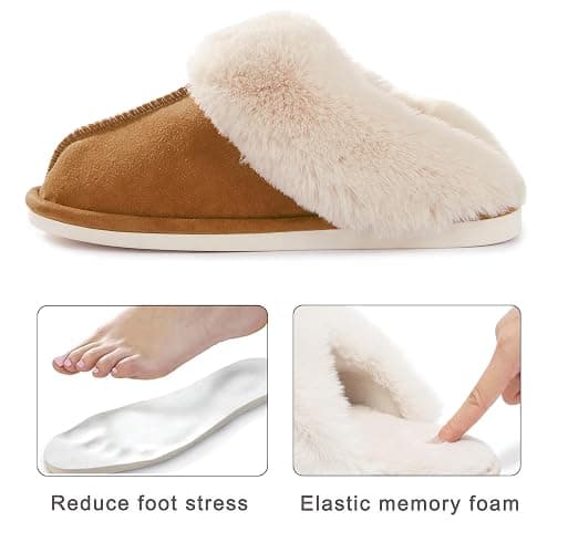 Donpapa Womens Slipper with Memory Foam Fluffy Soft Warm Slip On House Slippers Anti-Skid Cozy Plush for Indoor Outdoor thumbnail 6