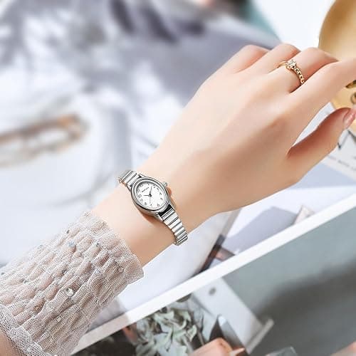 BOFAN Small Gold Watches for Women Easy Read Ladies Quartz Wrist Watch with Stainless Steel Expansion Band,Waterproof. thumbnail 5