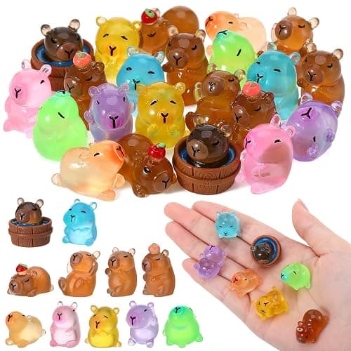 GSrenyu 22 Pcs Mini Capybara Luminous Mini Resin Animals Figures Glow in the Dark Capybara Miniature Figures for Garden Aquarium Dollhouse Tabletop Landscape Birthday Party Decor - Image 1