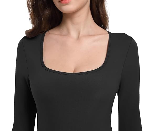 V VOCNI Maternity Jumpsuit Women's Square Neck Long Sleeve Bodycon T Shirts Yoga Leggings Romper Pregnancy Bodysuit thumbnail 2
