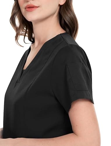 niaahinn Scrub Suit Set for Women Modern V-neck Top & Tapered Leg Jogger Pants with Drawstring Medical Nursing Uniforms Set thumbnail 4