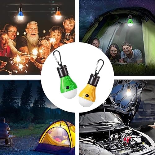 LED Camping Tent Lantern, Portable Outdoor Waterproof Emergency Light Bulb | Battery Powered with Clip Hook, Super Bright, for Hiking, Party，Camping, Fishing, Power Failure (5 Packs, Multi-Color) thumbnail 2