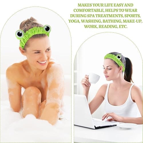Jowmoy Green Frog Eye Elastic Headband - Versatile for Spa, Skincare, Makeup, Face Wash, Fun Gift for Women (1 Pack) thumbnail 8