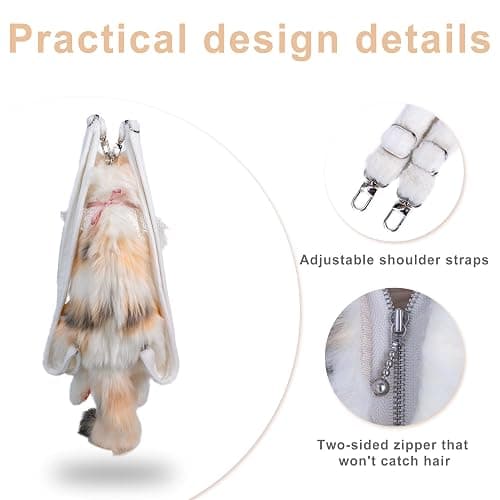 Chongker Cat Shaped Backpack - Handcrafted Stuffed Animals Plush Bag with Adjustable Shoulder, Crossbody, and Handbag Straps (Light Calico Backpack) thumbnail 8