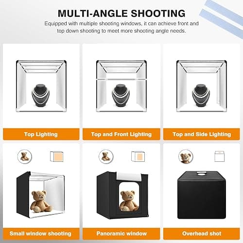 ZKEEZM Photo Studio Light Box Photography 32"x32" with 100 LED and 4 Colors Backdrops Photo Box with Lights, Foldable Picture Box for Product Photography with 6500K Brightness thumbnail 6