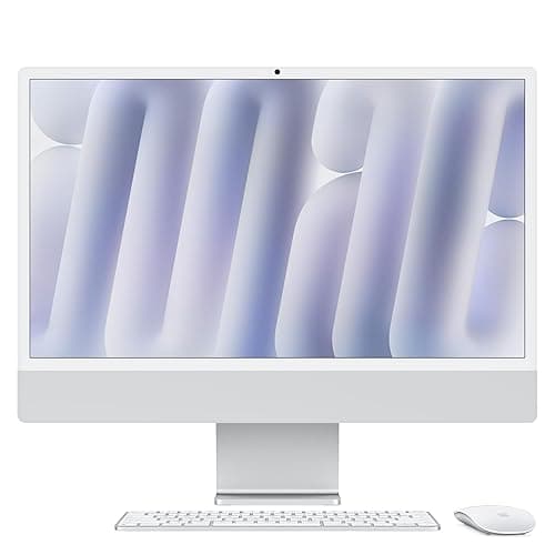 Apple iMac Computer desktop all-in-one: Chip M4, CPU 10-core e GPU 10-core: display Retina 24'', 16GB di memoria unificata, 256GB di archiviazione SSD, Vetro nanotexture. Per iPhone/iPad; Argento - Image 1