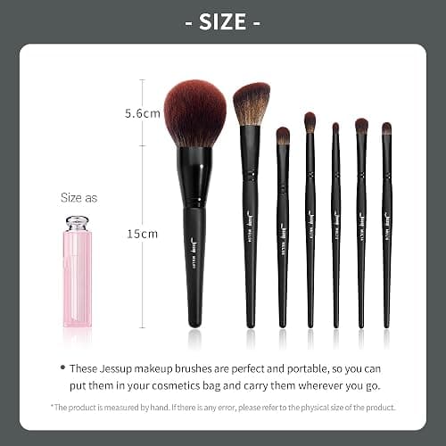Jessup Makeup Brushes Set Professional 21Pcs Black Complete Collection, Synthetic Hair Mkae up Brushes, Powder Blending Foundation Highlight Contour Concealer Eyeshadow Eye liner Spoolie T271 thumbnail 7