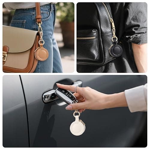 Oranllow 2 Pcs Portable Jewelry Ring Holder Boxs with Keychain, Small Jewelry Travel Sports Ring Keeper Case Earring Stud Necklace Storage Organizer Case (White+Khaki) thumbnail 6