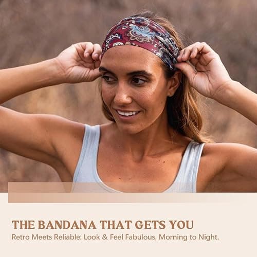 Awumbuk Wide Headbands for Women Knotted No Slip Head Bands Soft Turban Headband Hair Accessories Boho African Solid Color Head Wraps for Women Yoga Workout Pack of 6 thumbnail 2