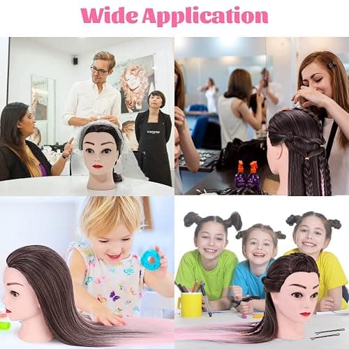 TopDirect Styling Head, 29.5inch 100% Synthetic Fiber Hairdressing Head, Cosmetology Training Mannequin Manikin Doll Head with Table Clamp Holder & DIY Hair Braid Set thumbnail 4