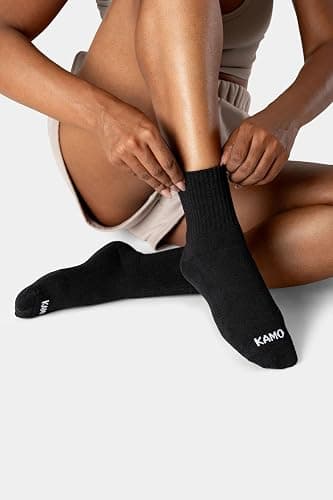 Kamo Fitness Daily 4-Pack Ankle Socks for Women, Workout Half Crew, Cotton | Athletic half crew workout socks, cotton mid-calf, cushioned sole, seamless toe, quarter length, womens size 5-9, 4 pairs thumbnail 4
