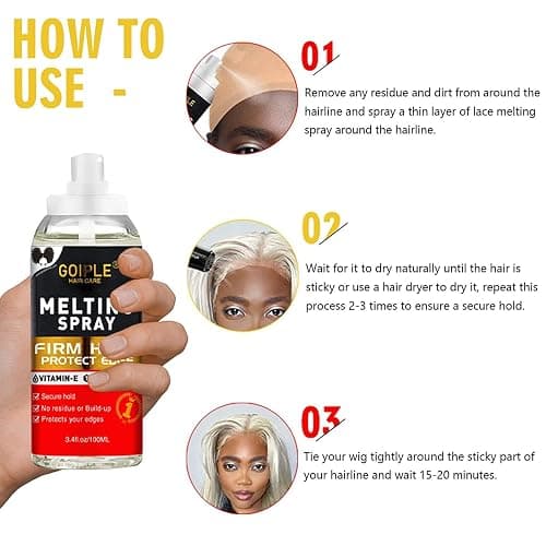 Wig Glue for Front Wigs Adhesive for Closure Wigs Extensions - Lace Melting Spray for Wigs Lace Front Hair Glue Tools with Remover Hair Wax Stick Edge Control Wig Cap Edge Comb Elastic Bnad Set thumbnail 6