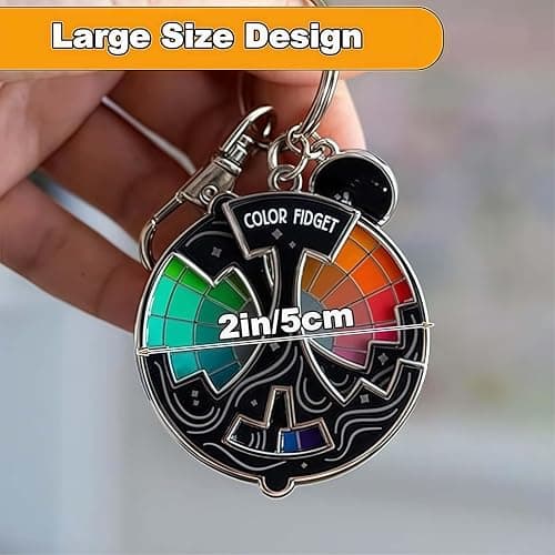 Huease Color Fidget Wheel Keychain, 20 Hues Color Fidget Enamel with Interactive Wheel, Stress & Anxiety Relief Toy,Cute Enamel Wheel Gifts for Artists,Women,Men (Keychain 1pc) thumbnail 7
