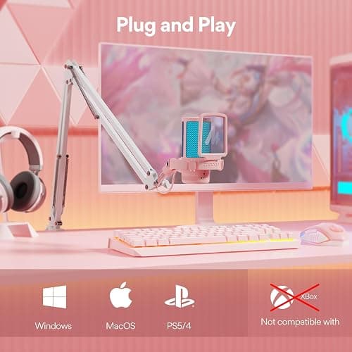 MAONO Gaming USB Microphone with Noise Cancellation, Streaming mic for PC Computer MAC PS4 PS5, All-in-One Kit with Mute, Monitor for Recording, Podcast, Twitch, YouTube, Discord, DGM20S Pink thumbnail 6