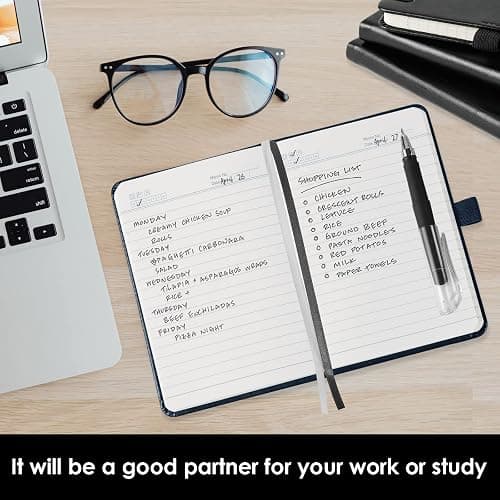Small Notebook Pocket Journal, A6 3.7" x 5.7", 3 Pack, Black Leather Cover | With Pens, Hardcover, 100Gsm Thick Lined Paper, For Women Men Work Writing Note Taking, School Office Supplies thumbnail 6