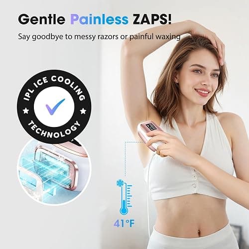 Oreeth Laser Hair Removal Device, at-Home IPL Hair Removal for Women & Men - Safe 45°F Ice-Cooling Contact for Painless & Long-Lasting Results, 86% Hair Reduction in 3 Weeks for Full Body, Gold/White thumbnail 2