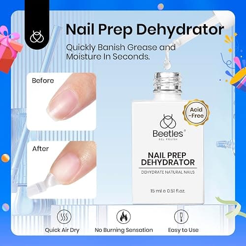 Beetles 15ml Nail Dehydrator and Primer - Acid Free & Hema-Free Natural Prep Dehydrate and Bond Primer for Acrylic Fast Dry Nail Supplies Professional Salons Set - 0-C*15ML Nail Dehydrator and Primer thumbnail 3