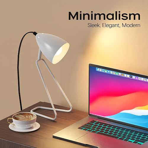 PARTPHONER Table Lamp Set of 2, 350°Rotatable Small Desk Lamp, Modern White Reading Bedside Lamps, Suitable for Study, Bedroom, Office, Dorm, Children's Room, 2 Bulbs Included thumbnail 8